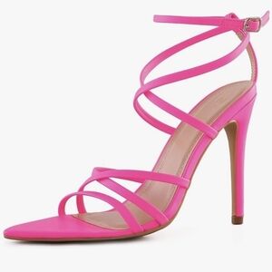 NIB mysoft Women's Peep Toe Strappy Stilettos in Hot Pink,  Size 9